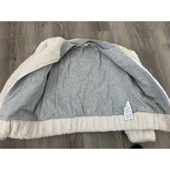 Crewcuts Jacket Girls 6 7 years Sherpa Teddy Coat Cream Gray - Picture 8 of 9